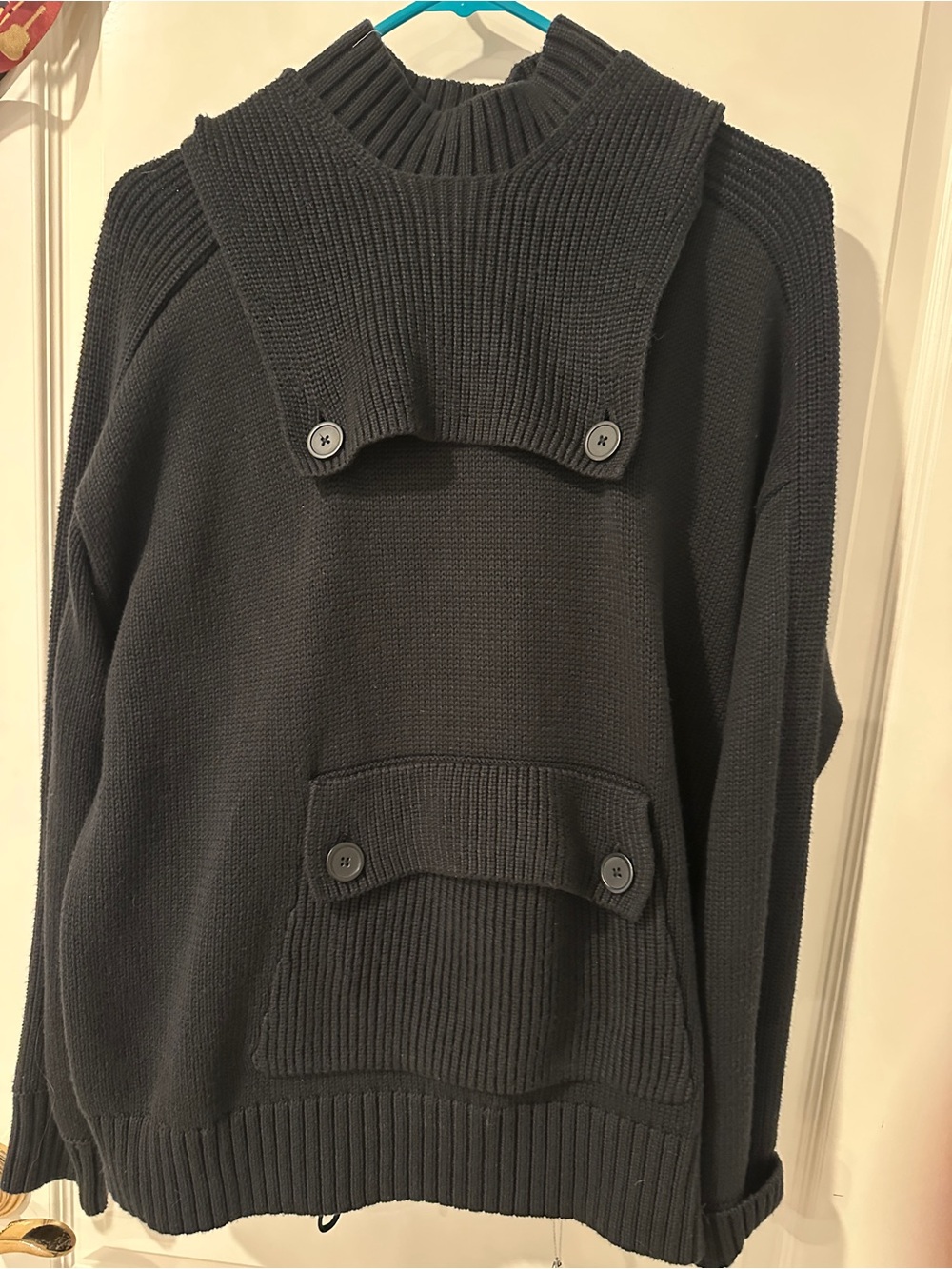 Alp N Rock Black Knit Hooded Pullover Sweatshirt